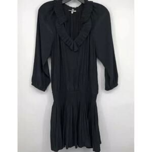 Joie Women's Black Drop Waist Dress Size S 3/4 Sleeve Frill Collar Flapper